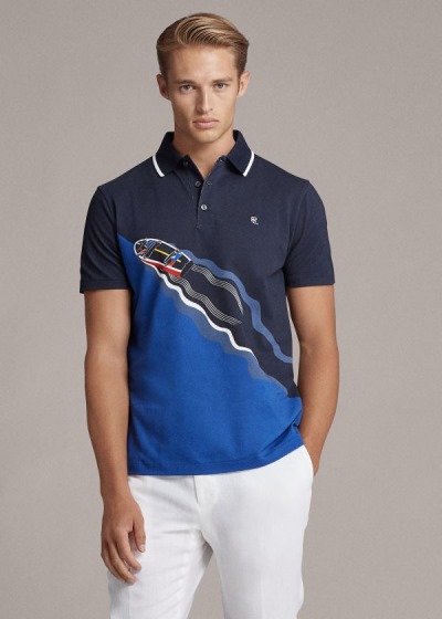 Ralph Lauren Custom Slim Fit Piqué Polo Herre Danmark (EDTPY6485)